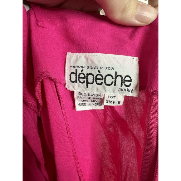 Marvin Singer For Depeche Mode Hot Pink VTG Slip Dress Size 8 - Picture 5 of 6